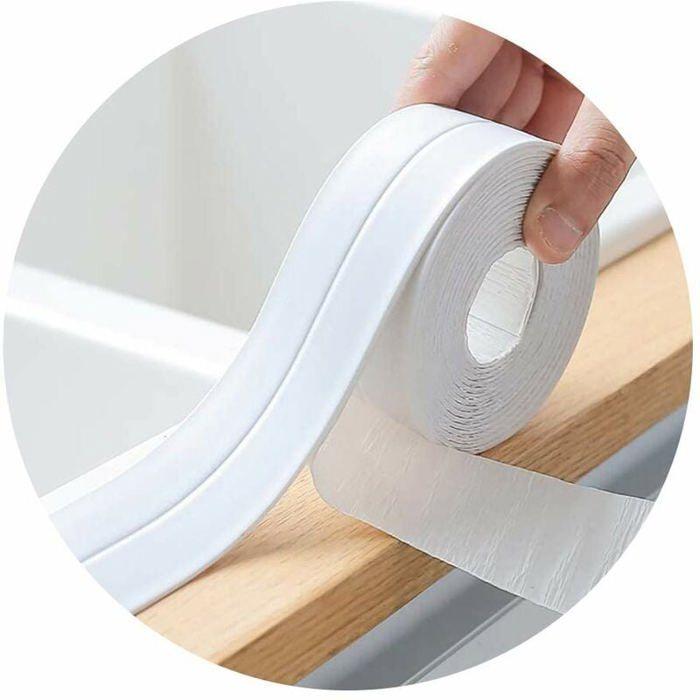 Joint Silicone Blanc Salle de Bain,Ruban d'étanchéité pour cuisine ou salle de bain,Ruban auto-adhésif anti-moisissure et anti-fui