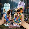 1PC Festive Carnival Color Crowd Scene 750ml Color Plastic Sports Water Bottle Leakproof Flip Straw Lid Suitable for Sports Office Home Use