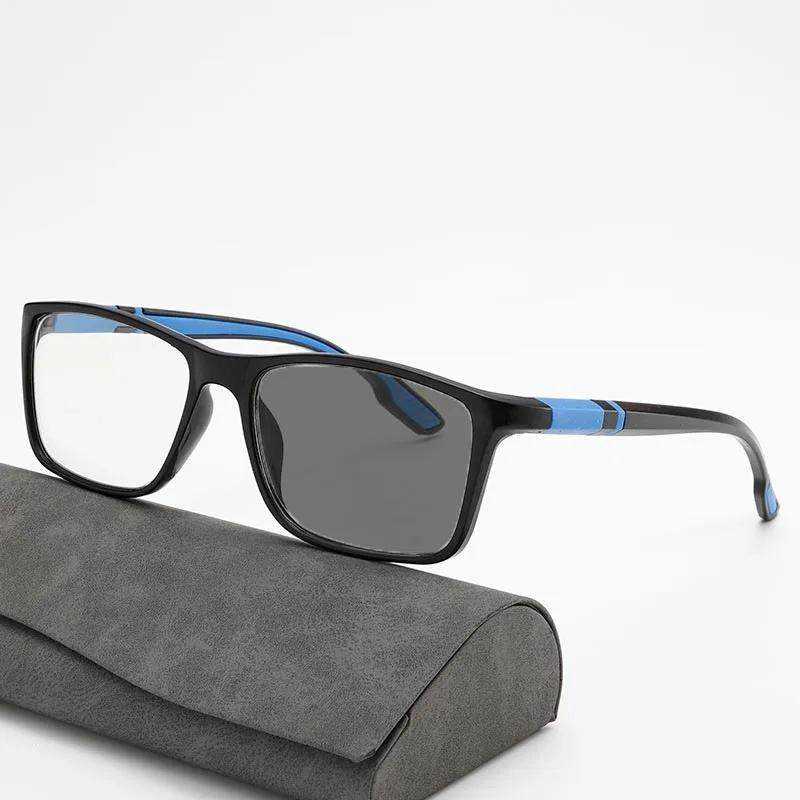 Photochromic Myopia Glasses for Men Women Sports Anti-blue Light Near Sight Eyewear Color Changing Black Red Frame Eyeglasses