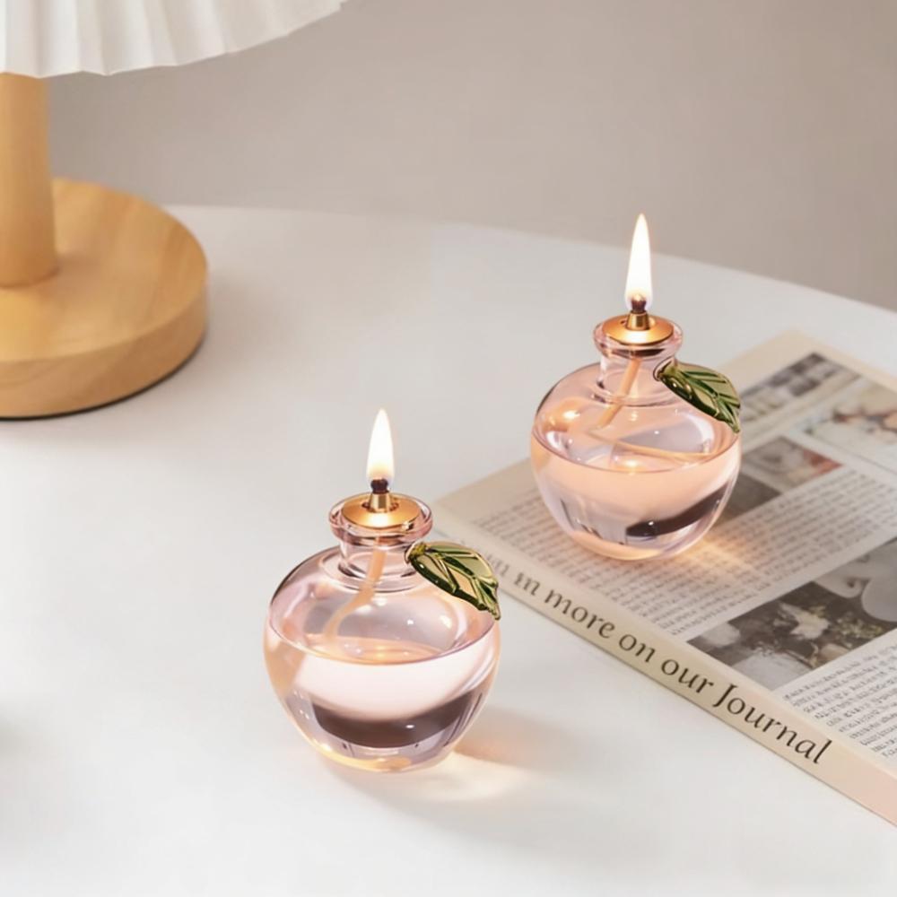 Creative Modern Glass Oil Lamp Refillable Apple Round Glass Lamp Lighting Lantern Lampshade Romantic Home Decor Friend Gift