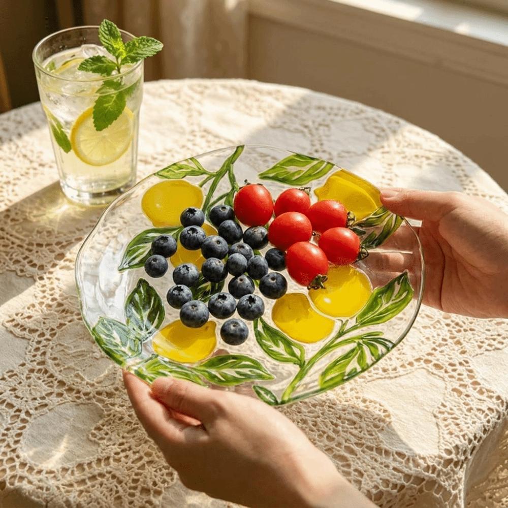 Safe Fruit Plate Lemon Pattern Dinner Plate Multi-purpose Shallow Plate  Picnic