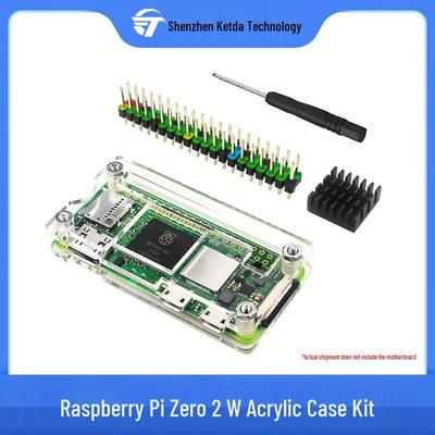 Raspberry Pi Zero 2 W: Acrylic Case, Pin Headers & Heatsink Kit