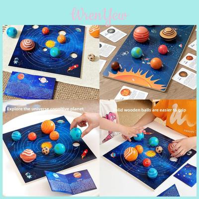 Wooden Solar System Eight Planets Puzzle For Kids Educational Toy Planet Match Learning Aid