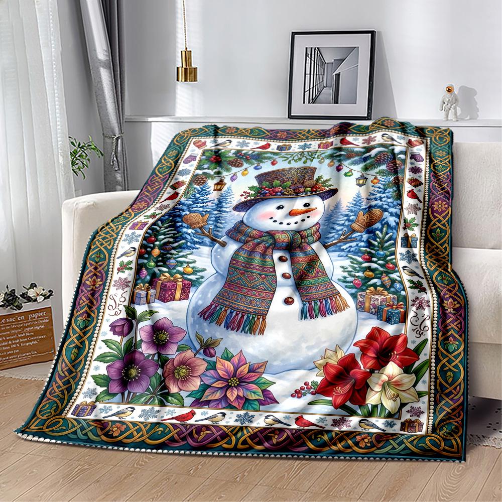 Winter Wonderland Snowman Blanket Soft & Cozy Great for Seaside Office Livingroom for All Occasions Modern Style