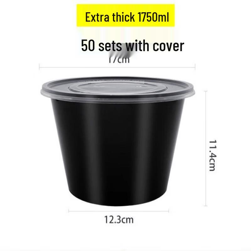 Thickened Disposable Plastic Round Takeaway Bowls with Lids