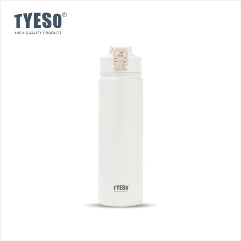 TYESO Portable Insulated Sports Cup with Handle and Straw - Trendy Stainless Steel Design