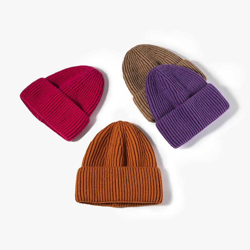 Warm hat Wool hat Fashion monochrome light board Cold hat Autumn and winter students Outdoor knitted hat Fashion