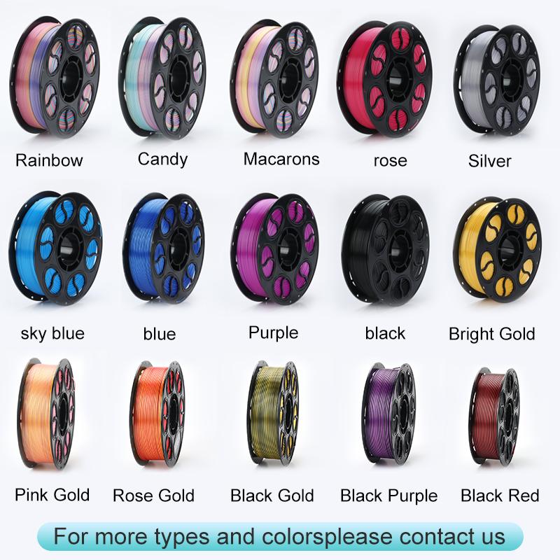 High Quality Colorful 3D Printing Filament rainbow Color Source Factory Customizable Plastic Rods Tri-Color PLA Silk Filament