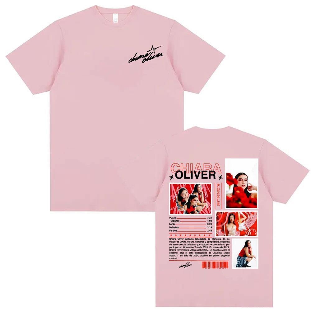 Cantante Chiara Oliver Puzzle Álbum 2026 Tour Camisetas Hombres Mujeres Ropa Moda Verano Camiseta Casual Cuello Redondo Camiseta de Algodón