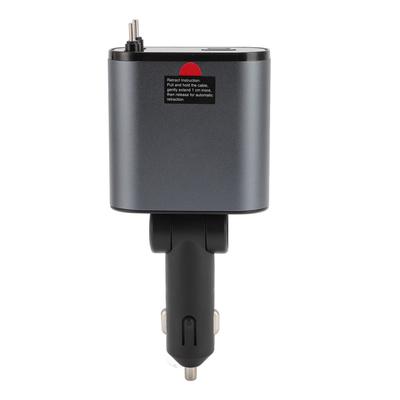 Einziebares Autoladegerät 4 in 1 120W Schnell-Autoladegerät Typ C Autoladeadapter mit 2 Kabeln