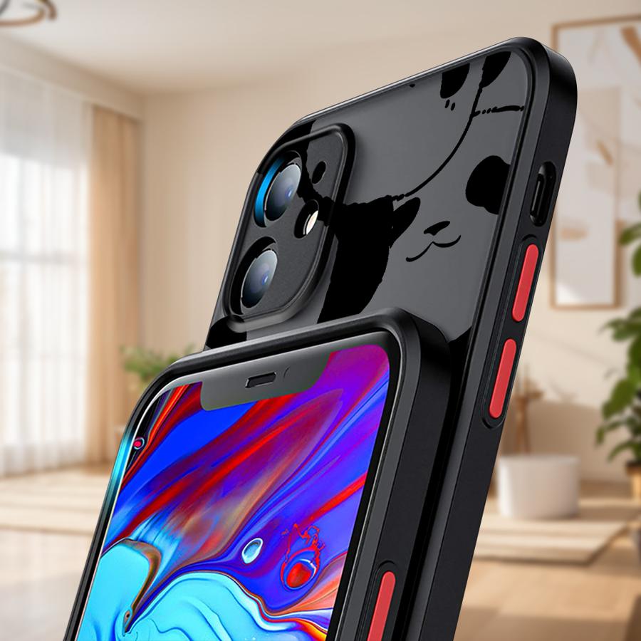 Cute Cartoon Panda Phone Case For iPhone 16 15 14 13 12 11 Pro Max Mini X XS XR SE 7 8 Plus Shockproof Matte Hard Cover Fundas
