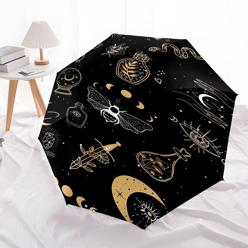 1pc Astrology esotericismOpen/Close Umbrella-Windproof, Compact Travel Umbrella, Sturdy 8-Rib Shaft, Outdoor Accessory, 1042
