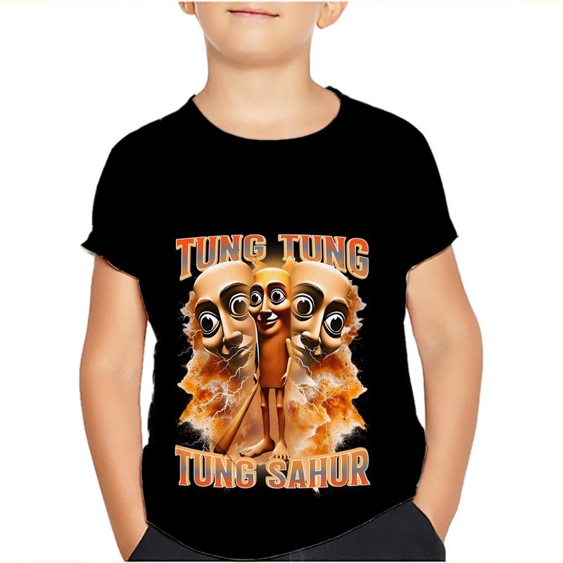 Tung Tung Tung Sahur Meme T-Shirts Bombardiro Crocodilo Kids Boys Girls Tee Tralalero Tralala Short Sleeve T Shirts Tops