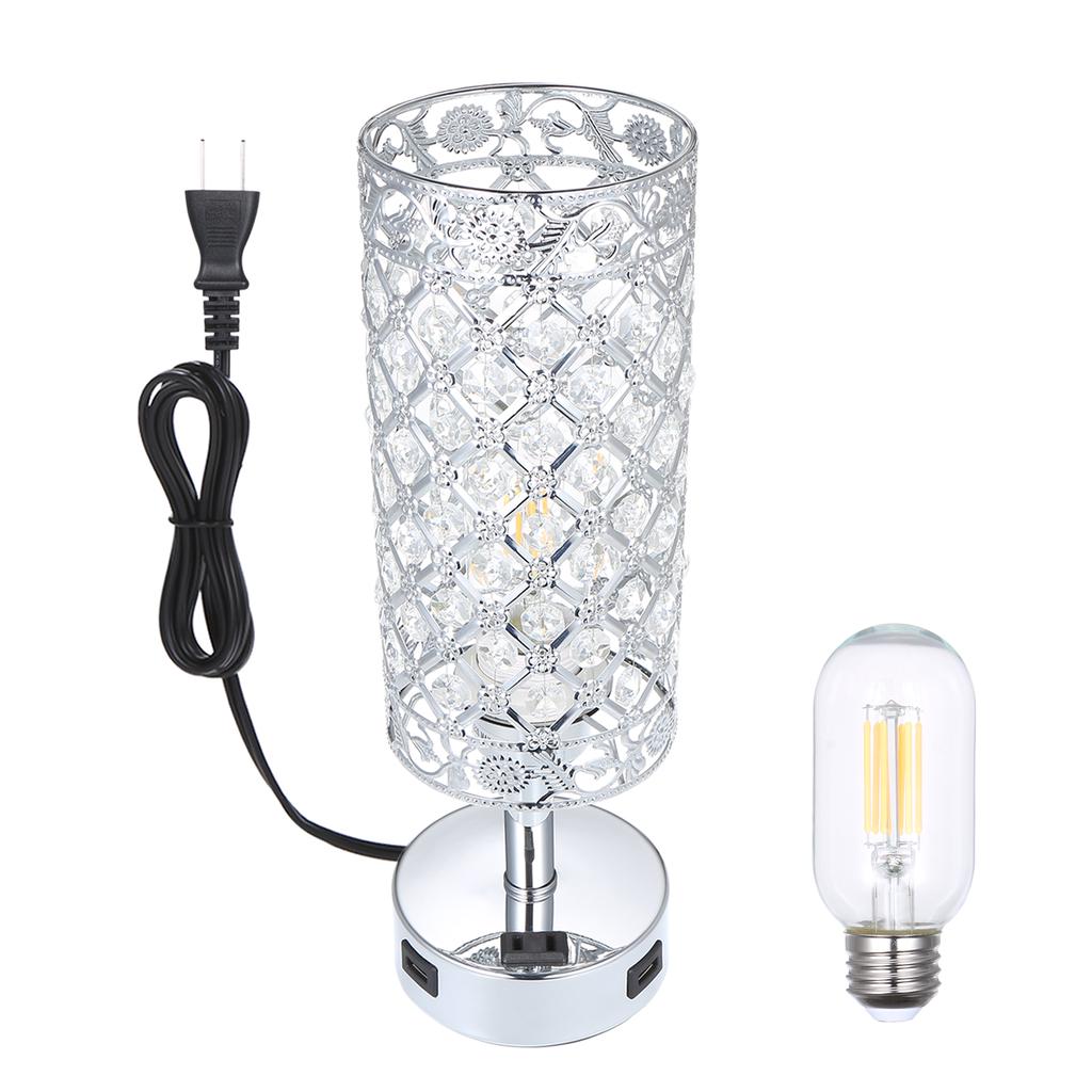 Tomshine Touching Control Nachttischlampe mit zwei USB-Ladeanschlüssen und AC-Steckdose, 3-fach dimmbar