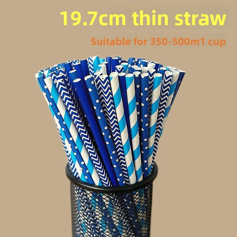 Degradable Striped Paper Drinking Straws For Parties And Creative Beverage Serving