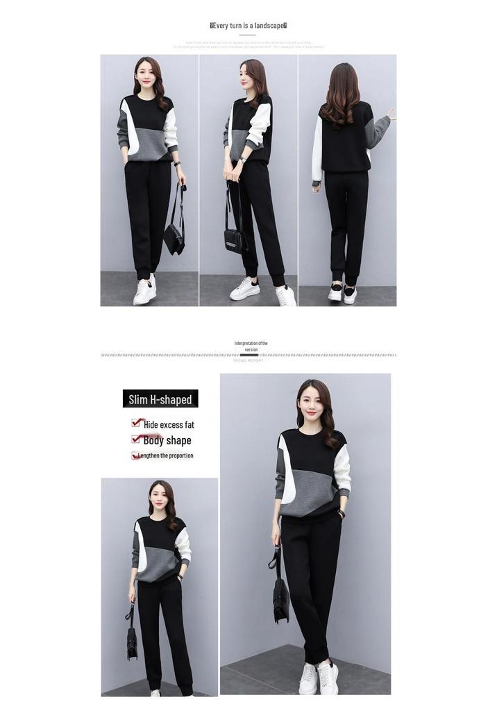 2026 Early Autumn Slimming Plus Size Women's Two-Piece Sporty Fashion Set