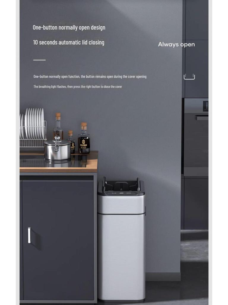 Jieanhui Smart Induction Trash Can with Lid for Bathroom, Kitchen, and Living Room - Automatic Packaging