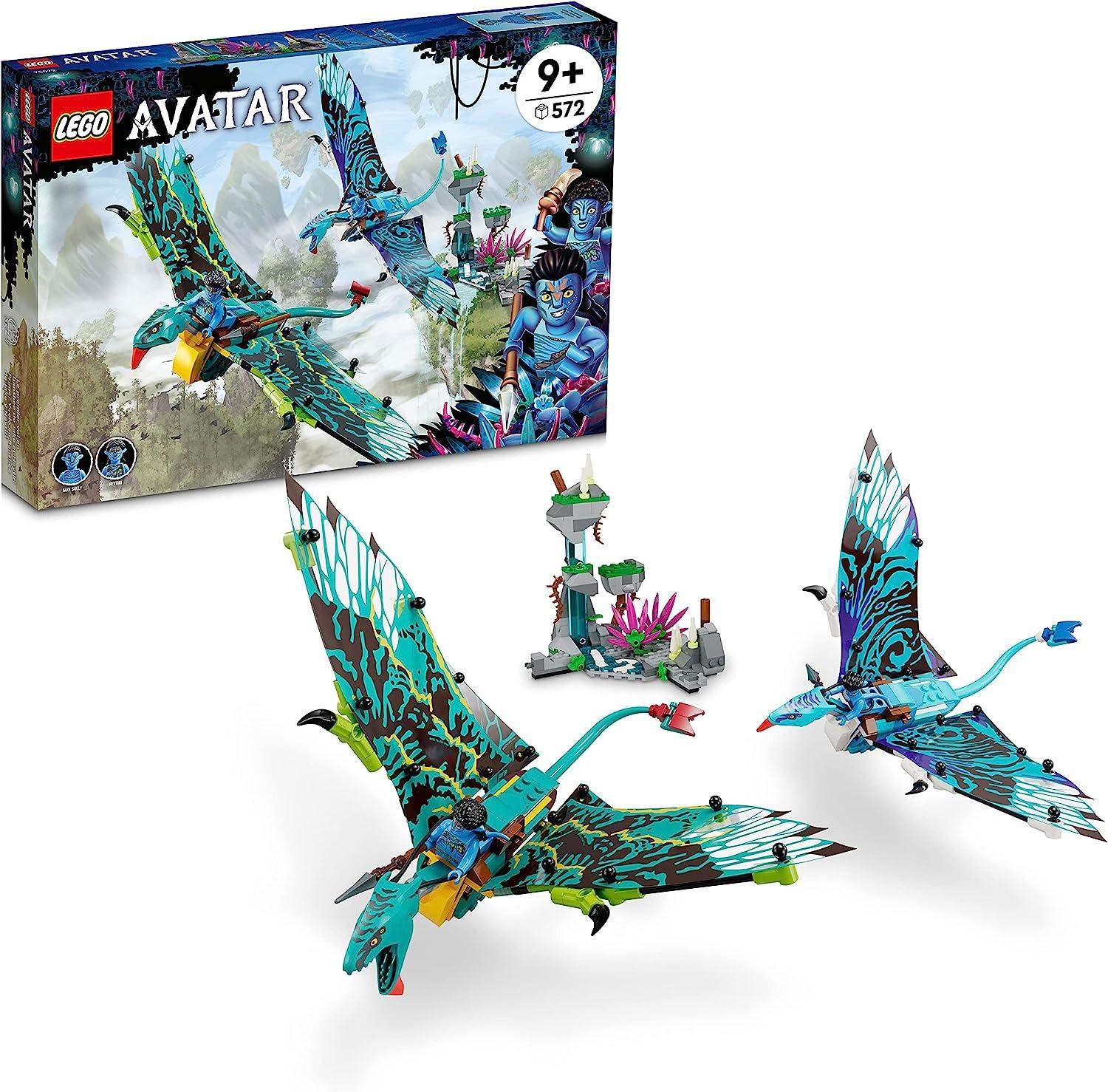

LEGO Avatar Jake & Neytiri First Banshee Flight 75572, набор фильмов Pandora с игрушечными драконоподобными фигурками, минифигурками и светящимися в темноте элементами