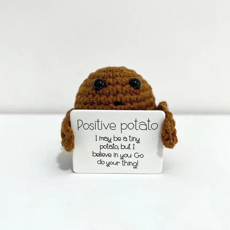 Positive Cute Potato Home Room Decor Mini Handmade Plush Ornament Knitting Wool Yarn Doll Birthday Gifts Room Decorations
