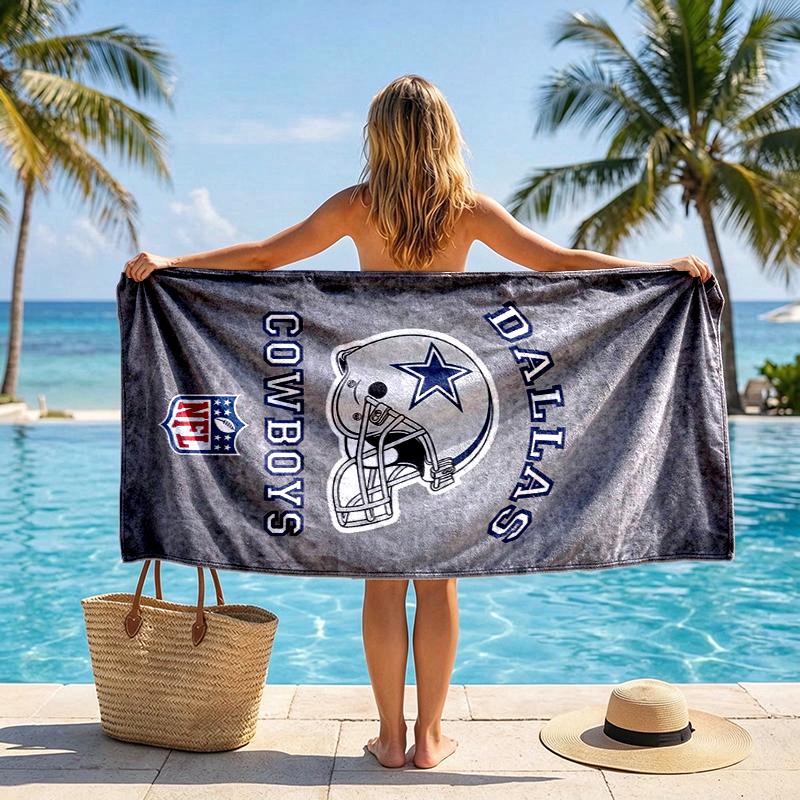 Cowboys Helmet Beach Towel Microfiber Beach Towel, Lightweight and Quick-Dry, for Summer Travel, Swimming Pool Fan Birthday Gift
