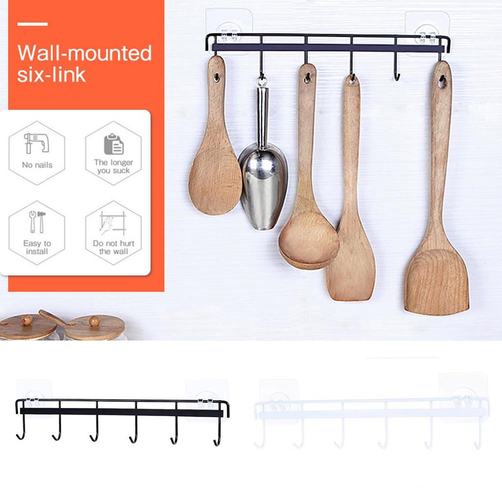 Kitchen Rail Rack Wall-mounted Tableware Hanger Hanger Hook Free Punching Kitchen Tools