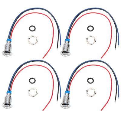 4 Sätze Vorverdrahtete Runde LEDs Wasserdicht 2-Farb-Indikator Gemeinsame Kathode 10mm 36V(Rot und Blau )