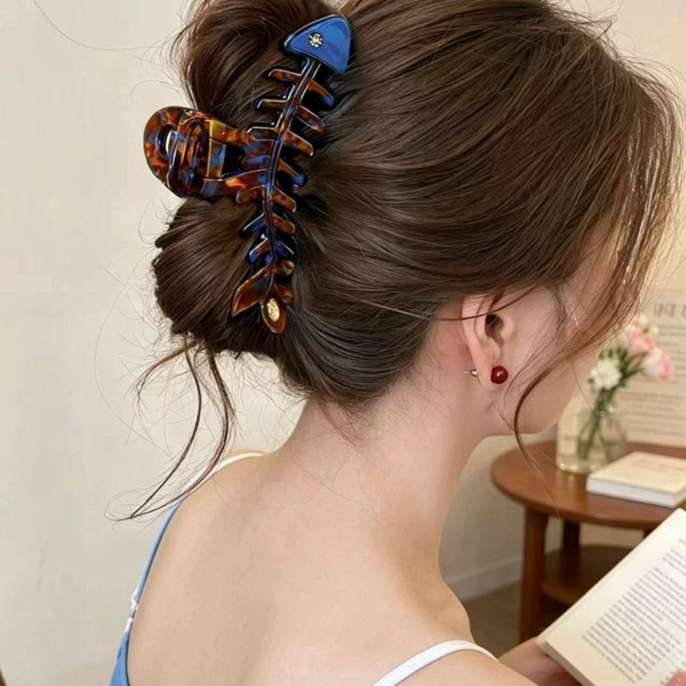 Large Animals Hair Clip Hairpin Fish Grab Clip Cute Fish Bone Shaped Hair Claw  Female