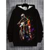 Boys' Colorful Motorcycle Rider 3D Printed Long Sleeved Hooded Sweatshirt, Boys' Spring and Autumn Sportswear