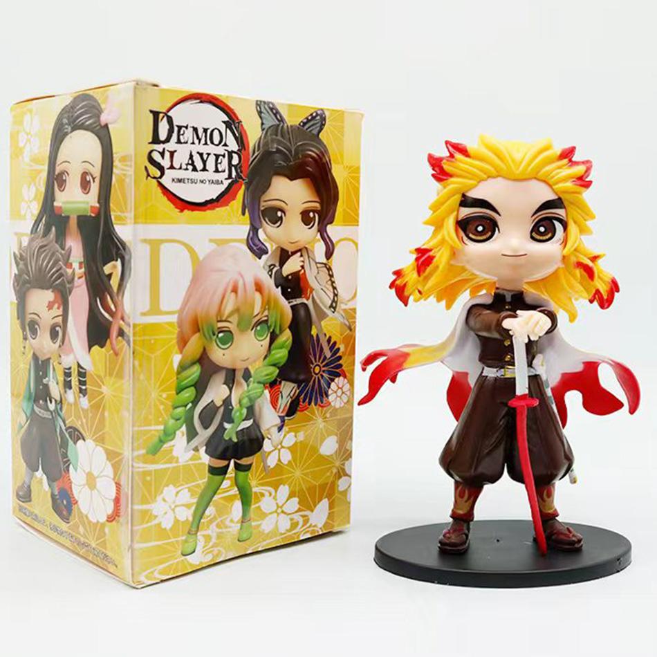14Cm Anime Figure Nezuko Tanjirou Zenitsu Inosuke Kyoujurou Giyuu Kawaii Qposket Pvc Model Toys Children Gift