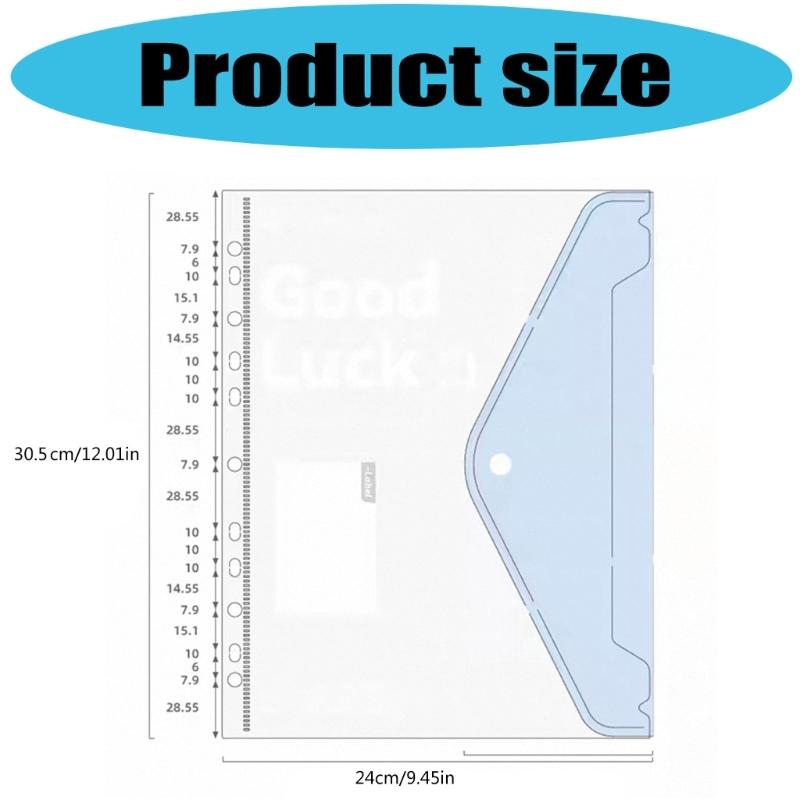 4/6/8Pcs 11 Holes Punched Pocket Water Resistant Letter Size Document Wallet with Clear Label Window for Office School