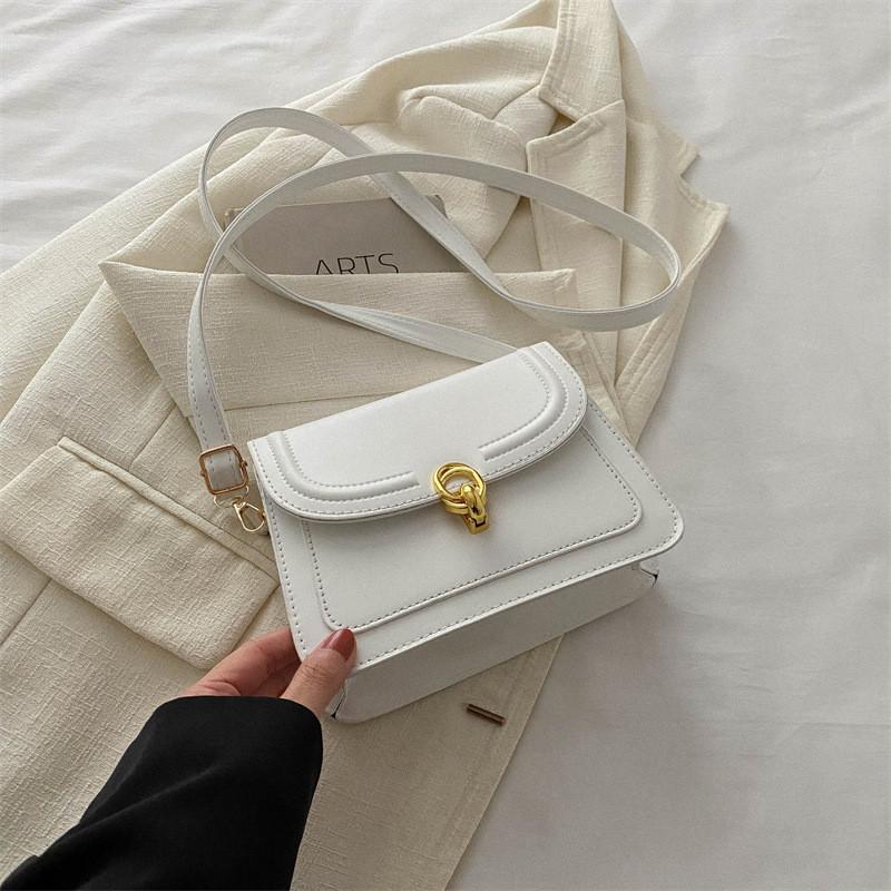 Trendy Street Style Small Square Pu Crossbody Bag For Women With Lock Closure