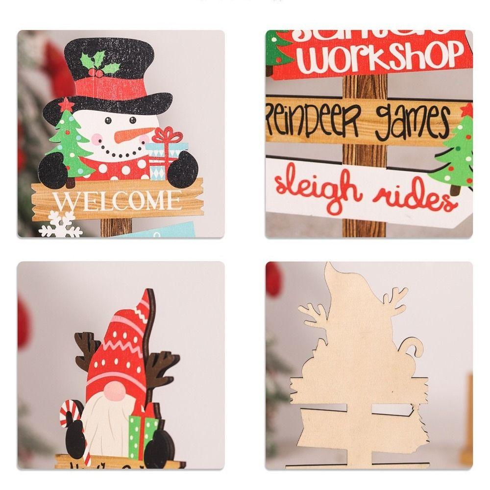 Funny Santa Claus Elk Plaque Cartoon Merry Christmas Ornaments  Home Table Decors