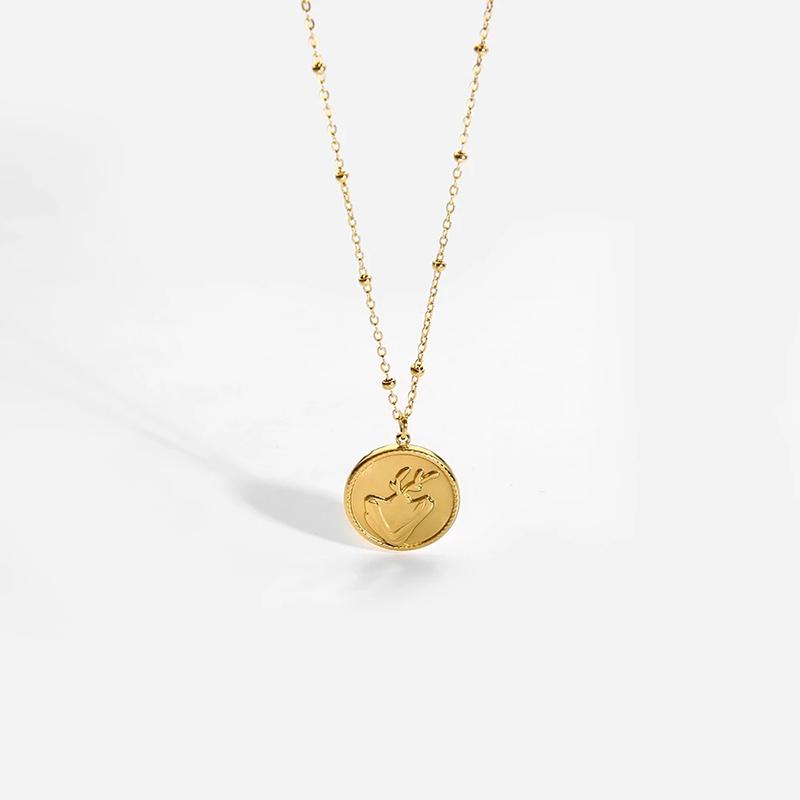 

Модное западное портретное абстрактное круглое ожерелье с подвеской из нержавеющей стали с металлическим текстурным воротником, модные украшения