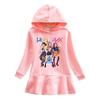 Kpop Monster Hunter Girl Group Ruffle Cartoon Rainbow Long Sleeve Hooded Princess Dress for Kids