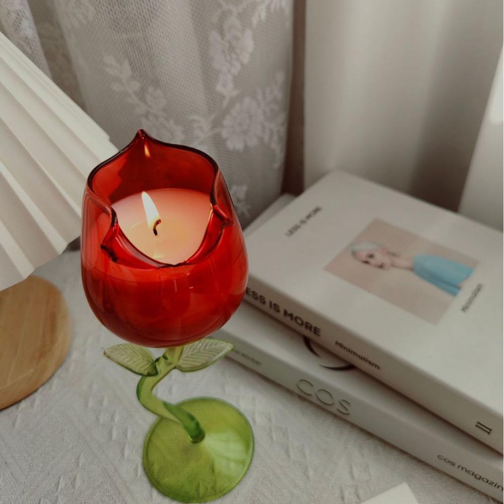 French Rose Wine Glass Red Wine Cup Candle Holder Rose Goblet  Art Crafts