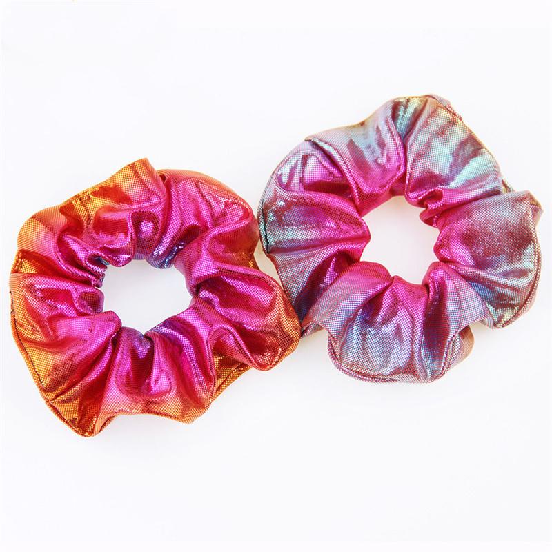 10pcs/lot Shiny Gradient Rainbow Scrunchy for Women Ponytail Holder Hair Ties Elastic Hair Bands Lady Girls Hair Scrunchies