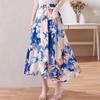 Women's Summer Floral Chiffon A-Line Skirt: Stylish, Fashionable, Elastic Waist, Flattering Design