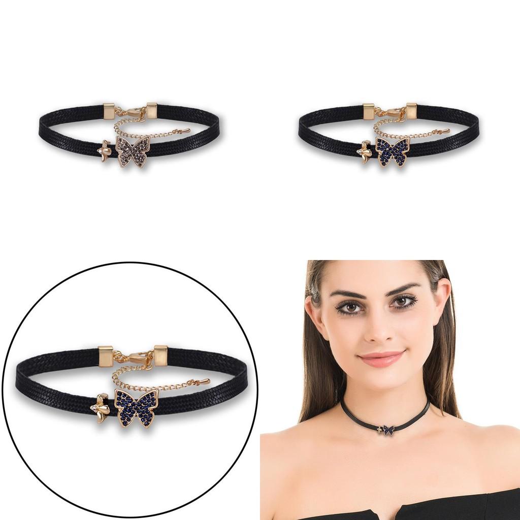 Beautifully Butterfly Designed Choker Necklace For Women In Black With Chain Adjustable