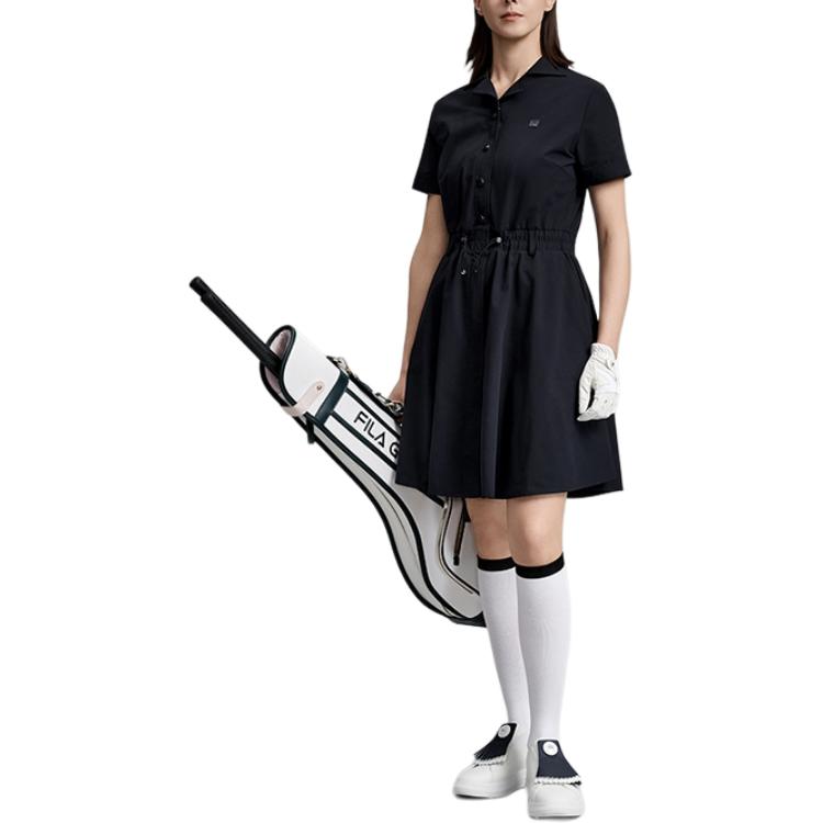Fila Golf Series Solid Color Polo Comfortable Short Sleeve Dress Two Piece Set Women Dresses A11W625306F-NV