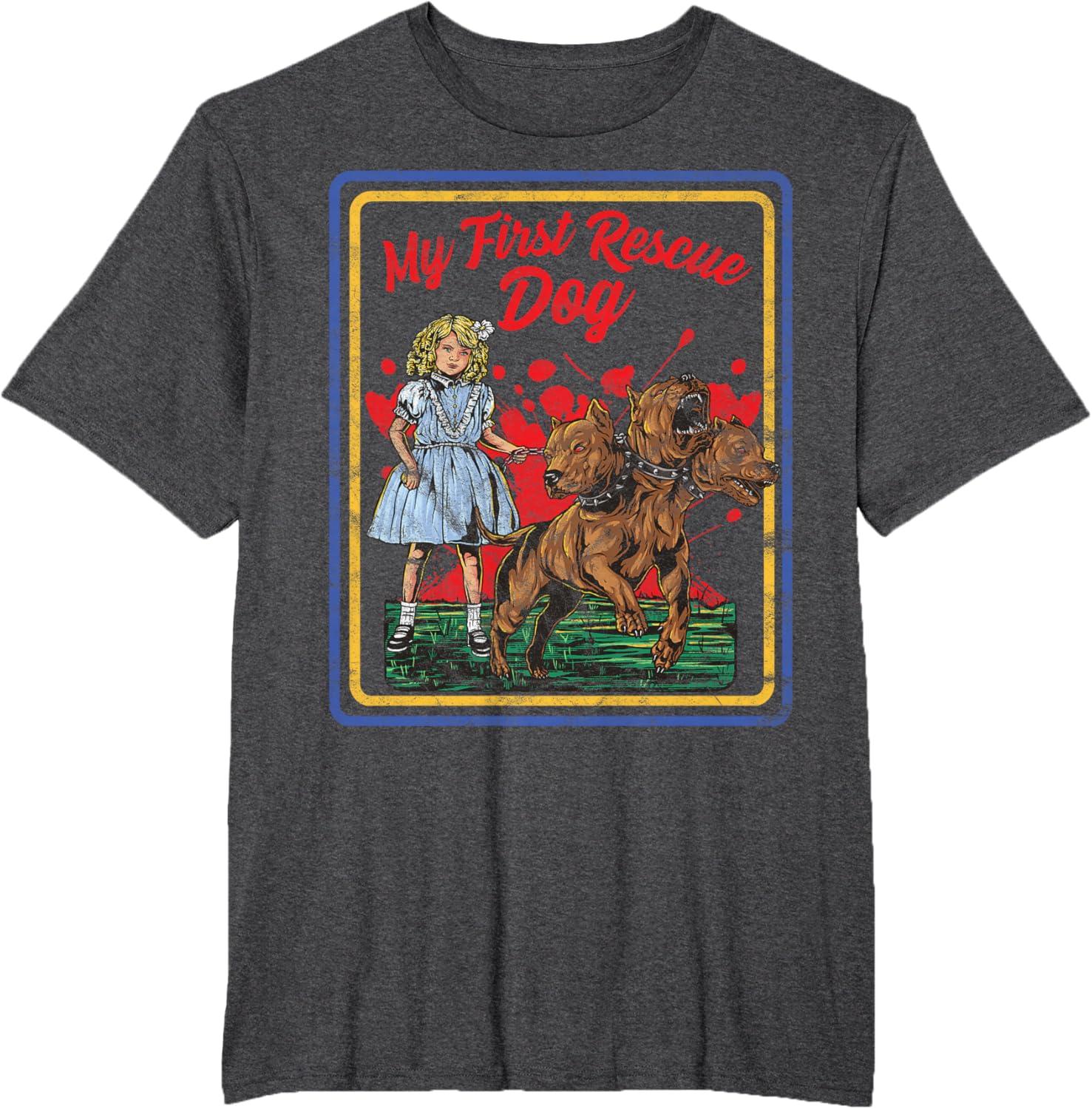 Vintage Child Game Horror Dark Humor My First Rescue Dog TShirt New SpringSummer Arrivals Regular Fit Casual S