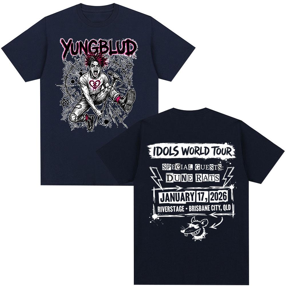 Yungblud IDOLS World Tour 2026 Merch Tshirts Mens Clothing Fashion Short Sleeves Tshirt Cotton Summer Oversized T Shirt Tops