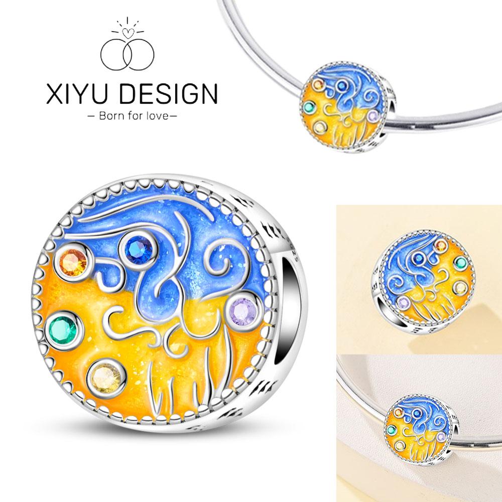 

Медная Сияющая Мечтательная Звездное Небо Масляная Живопись Бусины Подходят для Браслета-Шарма Подвеска Женские DIY Изящные Украшения Подарок на Вечеринку белый