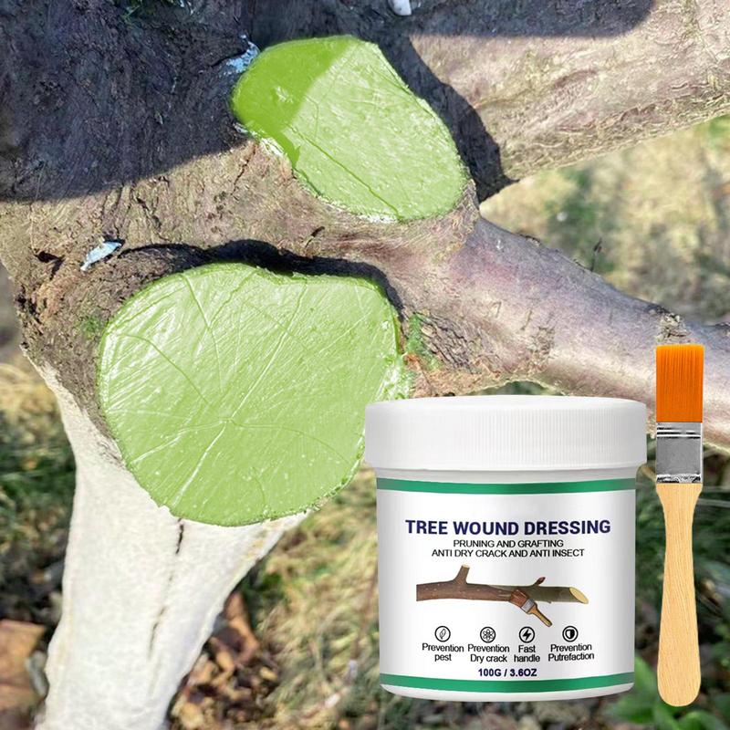 100g Tree Wound Bonsai Cut Paste Smear Agent Pruning Compound Sealer with Brush Dashu Wound Healing Agent Repair Tools