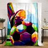 Colorful Geometric Patterns Depicting a Soccer Ball and a Cleat In Motion. for All Seasons Blanket Lunch Break Throw Gift