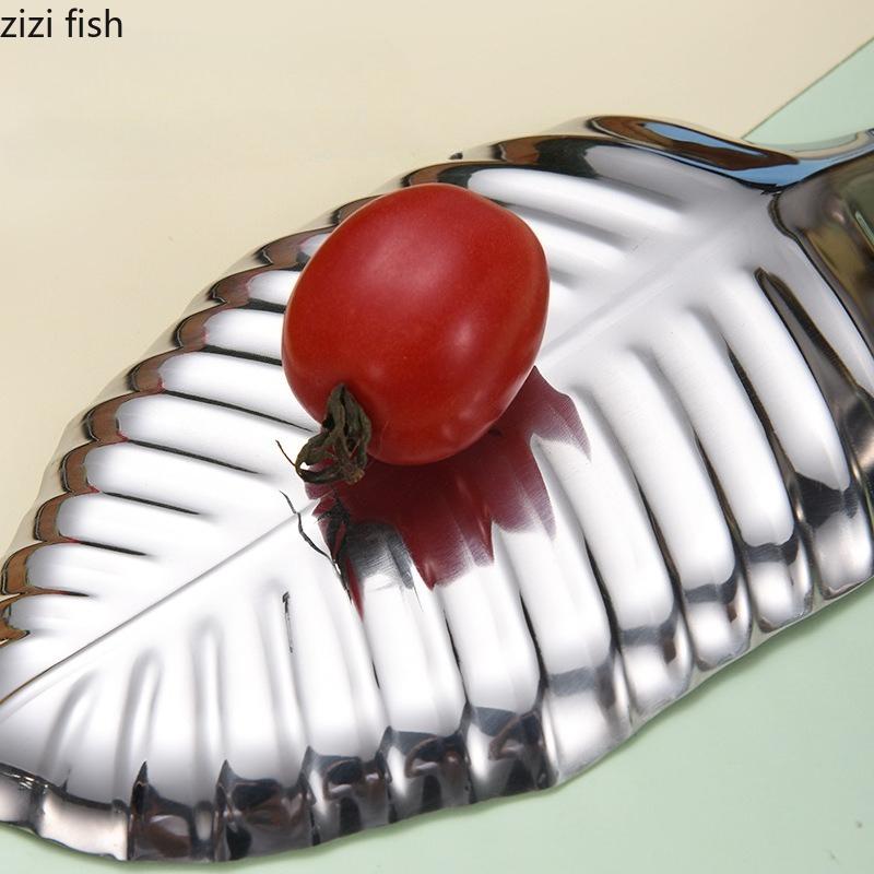 304 Edelstahl Schale Blatt Essteller Obstteller Aufbewahrungsschale Dessertschale Sushi-Teller Gebäckteller Snackschale Geschirr