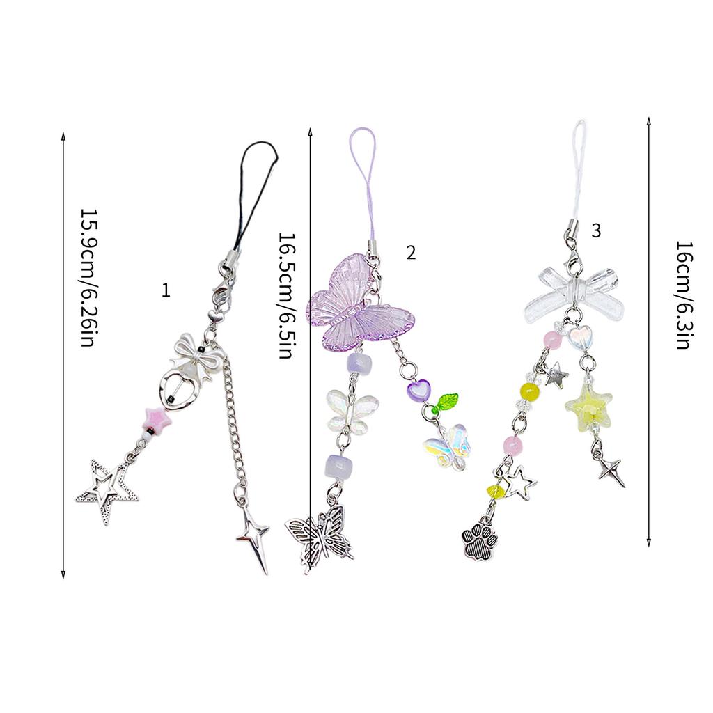 Fashionable Butterfly Heart Phone Chain Phone Accessories Keyring Pendant Unique Decoration for Phones and Backpacks