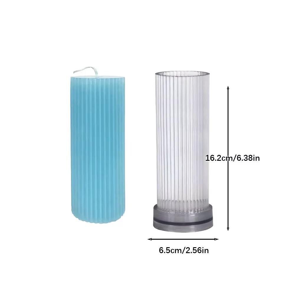 Geometry Stripe Pillar Candle Molds Plastic Column Making CandleHolder Wedding Items 3D Silicone Mold Taper Acrylic Party Supplies