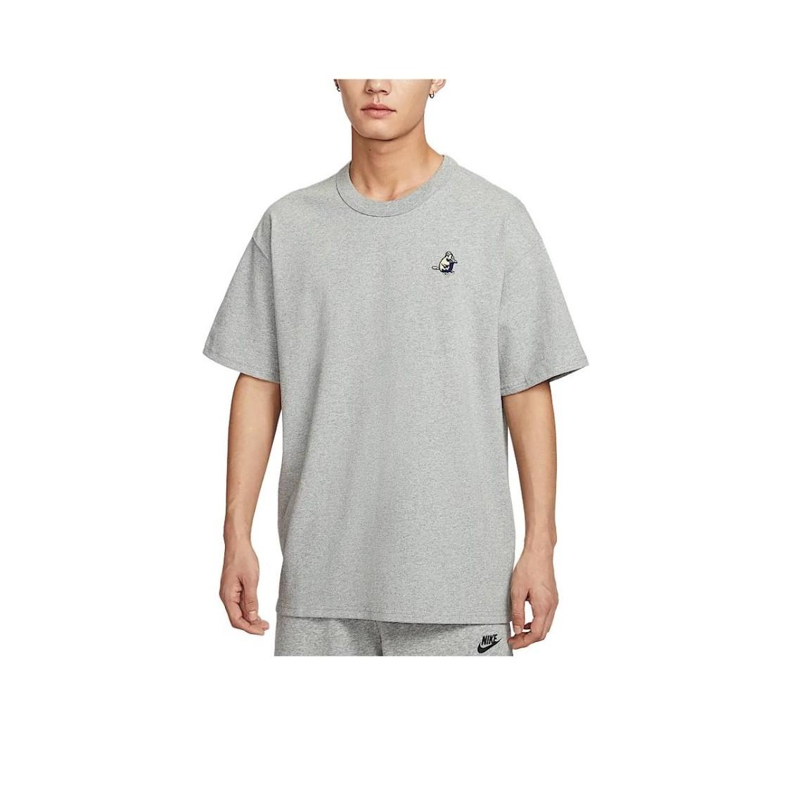 Nike Brand Logo Cartoon American Retro Short Sleeve T-Shirt for Men Gray S