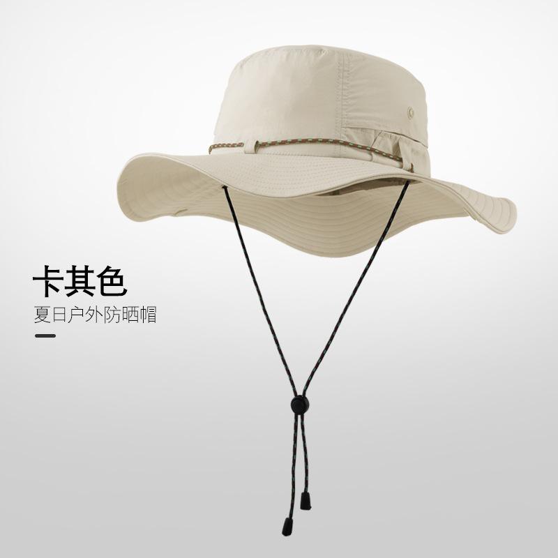 Summer outdoor hiking hat men's quick-drying breathable anti-ultraviolet big eaves sunshade bucket hat women's foldable sunscreen hat