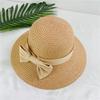 Straw hat lady summer bow seaside summer versatile sun hat breathable hat beach hat